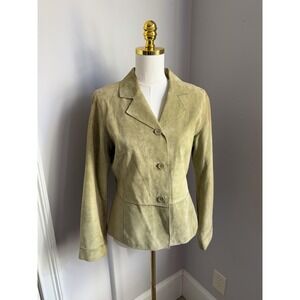 Brandon Thomas Vintage Y2k Green Leather Suede Jacket  Women Sz M